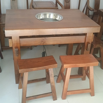 Old Elm Wood Table Dining Chair Combo saddle stool Stool Dining Room Catering Solid Wood Small Bench Fire Pot Shop Tea Table Tea Table