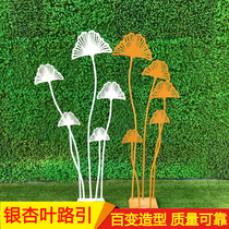 Wedding new props five head ginkgo leaf road lead wrought iron ginkgo tree road lead wedding stage background decoration ornaments