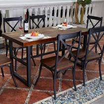 American vintage wrought iron solid wood dining chair vintage dining cafe bar chair casual chair