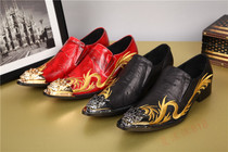 Han edition fashion personality shoes daily hairstyle embroidered leather shoes hairdresser breathable faucet leisure shoes