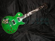 Customer Customized Gibsons Cyan Tiger Leather Veins with Snake Painting Electric Guitar AN72