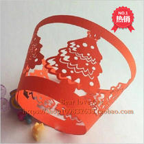 12 sets of laser hollow Christmas tree pearlescent paper cupcakes around the edge creative baking cake decoration paper holder