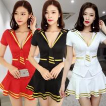 Thin technician uniform 22021 new sexy foot bath foot therapy Sauna massage short sleeve stewardess uniform professional set short