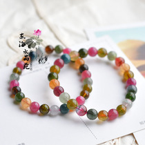Natural Brazilian color tourmaline bracelet womens good luck crystal bracelet Joker Wangfu Wangzi