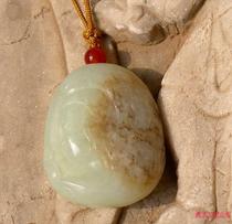 Clear-Tone 5869 Old jade stock Natural Xinjiang and Tian Baiyu Goat Fat Jade Seed Feed GUANYIN LOTUS PENDANT