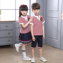  Kindergarten teacher garden clothes Summer short-sleeved sportswear Childrens class clothes pure cotton suit primary school school uniforms summer clothes red