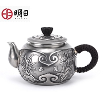 Tomorrow silver pot 999 foot silver bubble teapot foot silver teapot kung fu tea set four seasons
