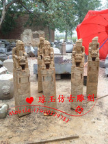 Stone carving horse pile stone carving man tethered to horse pile old horse pile animal embolism 004
