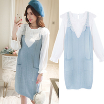 Pregnant women autumn suit fashion model 2021 New Korean version of pregnancy princess style suspender skirt skirt knitted dress