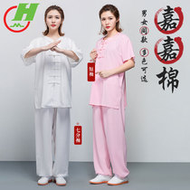 Kapok tai chi suit Jia Jia Mian summer womens short-sleeved cotton and linen martial arts training suit middle-aged and elderly tai chi suit suit