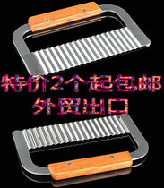 Special wooden handle potato knife Silkworm potato cutter Wavy potato knife Stainless steel potato cutter Potato chip knife