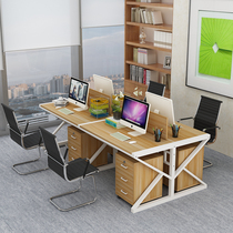 Staff Computer Desk 2 4 6 People with a simple modern four-member table and chair combined computer desk screen clamping position