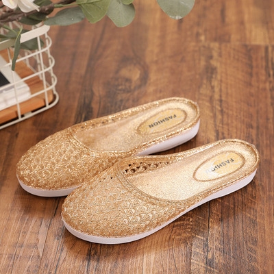 Deodorant indoor bag hole slippers Soft bathroom slippers cool wear bottom female plastic E material non-slip crystal home foot outsourcing