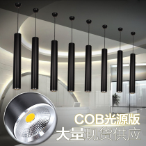 Bar chandelier single head black creative personality fashion modern simple round tube cylindrical long tube coffee restaurant lamps