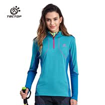 TECHCTOP Exploring Outdoor Womens Half Open Long Sleeve Speed Dry T-shirt Breathable Running Quick Dry Jersey Sweatshirt TS6624