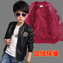 Boy Clothing Boy Leather Coat Jacket 2021 New Baby Pu Leather Jacket Plus Suede CUHK Boy Blouse Boy Autumn Winter Clothing
