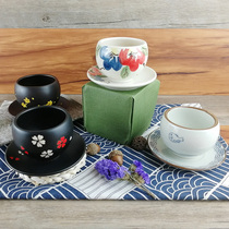 2 sets of ceramic spherical belly cups Japanese hand-painted cherry blossoms large drum cup barley tea water cup matcha Cup