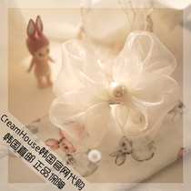 (CreamHouse) Korean snow yarn bow baby girl lace hair band