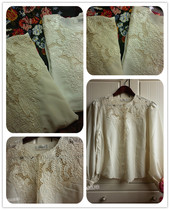 Handmade embroidered embroidered hook retro Hollow shirt long sleeve hand embroidered coat top top professional dress