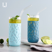 JordanJudy glass Mens Womens office heat-resistant transparent tea cup household water cup drinking cup