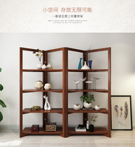 Nordic creative solid wood partition bookshelf storage rack living room screen display cabinet storage rack display rack floor wall rack