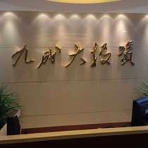 Factory front desk reception logo background wall drum brass titanium metal character wall building large character custom