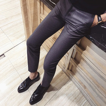 Autumn casual pants mens youth trousers small trousers mens British slim straight hair stylist pants mens foot pants summer