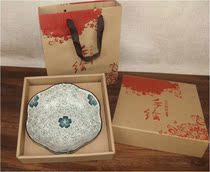 Gift box tableware Japanese set Blue Cherry Blossom hand-painted plate fruit plate wholesale wedding return corporate welfare customization