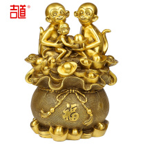 Ji Dao Cai Jin Bao means copper monkey ingot monkey treasure basin home feng shui decoration handicraft pendulum