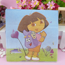 Birthday party supplies childrens daily necessities paper towel paper cartoon napkin 10 pieces Dora Dora