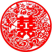 Large Dragon Phoenix Happy Word Pure Handmade Paper-cutting Window Flower Wedding Bedside Happy Window Wall Paste Wedding Car Door Happy Word