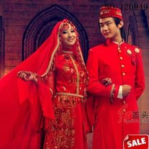 New wedding dress Men and women Back to suit Dress Wedding Celebration with Red National Wind Groom Bridal Gown