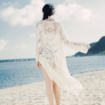 New lace embroidered swimsuit outer cardigan Bikini blouse beach jacket Bali beach vacation woman