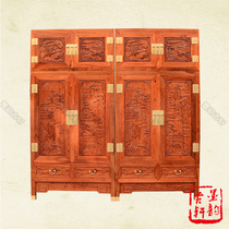 Burmese rosewood wood carving landscape four-door top box cabinet wardrobe storage cabinet solid wood mahogany furniture can be customized size