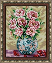 Cross stitch redraw electronic picture source file rose and Cherry