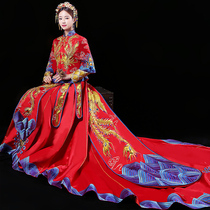 Xiuhe dress bride 2021 new Chinese wedding dress Xiuhe kimono wedding dress summer Fengguan Xia tail tail Xiuhe