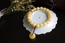 Original mine white flower yellow beeswax round bead bracelet single ring 108 beads necklace with safe buckle