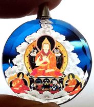 Three crystal pendants of Tsongkaba Master and Apprentice Crystal Pendant Diameter 2 5cm Gelug Sect 140207