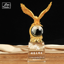 Teacher Cao Crystal trophy custom metal trophy custom creative commemorative gifts Golden Eagle Golden Eagle medal