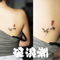 Broken wave tattoo stickers waterproof flower rose hipster ins style literary sexy clavicle bride Korean cute