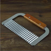 Wooden - stainless steel wave fries cutting knife Corrugated cutting knife hand - cutting knife tool cutting knife