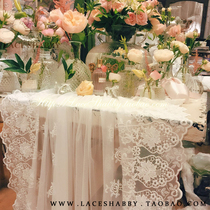 LACESHABBY imported custom fabric Home Relief lace rose embroidery white soft yarn tablecloth table flag