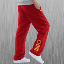 Autumn and winter sports pants cotton basketball pants Chinese team sports trousers pants casual pants red pants thick pants