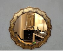 French European bathroom mirror retro gold wall hanging round waterproof bathroom makeup mirror fitting mirror dressing mirror