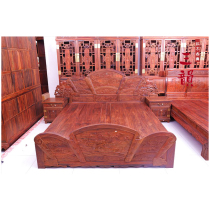Mahogany furniture coed Dalbergia Laos big red sour branch double bed Chinese style solid wood antique rich high bed