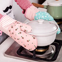 Kitchen microwave oven thermal insulation gloves thickened high temperature resistant oven baking special anti-burn gloves single for sale