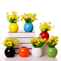 Mini ceramic flower arrangement bottle simulation floral set Simple modern home decoration living room wine cabinet small ornaments