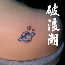 Broken wave original tattoo stickers waterproof Starry Sky small universe literary planet behind the ears color realistic Harajuku ins