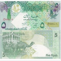 New UC Qatar 5 rials 5 yuan face value foreign banknotes coins colorful