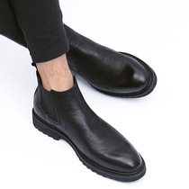Winter Velvet Martin boots mens leather versatile trendy boots Chelsea boots Mens British boots warm high-top leather shoes men